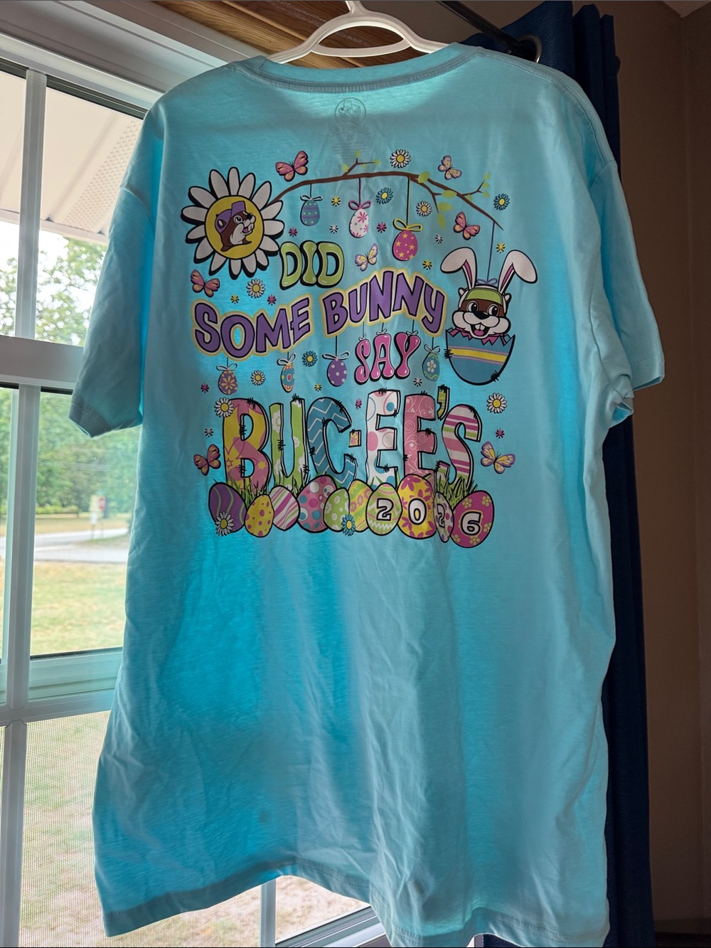 Womens Light Blue 'Did Some Bunny Say ' Tee